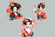 Watercolor Geisha Cliparts, a Person Illustration by Mash Mash Stickers (Thumbnail 8 of 9)