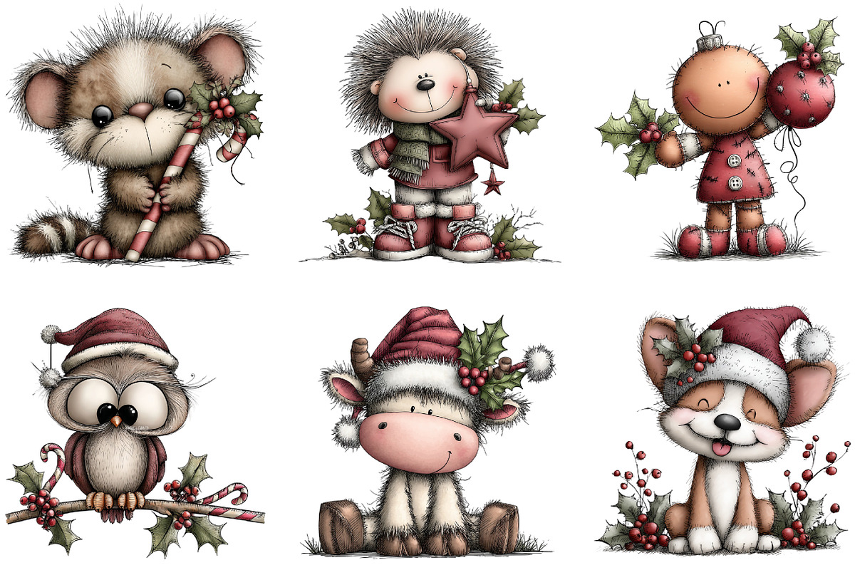 Whimsical Christmas Clipart, an Illustration by DreamArtGraphic (Photo 3 of 5)
