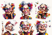 Watercolor Old Lady Quirky Clipart, a Person Illustration by BusyDaydesign (Thumbnail 4 of 8)