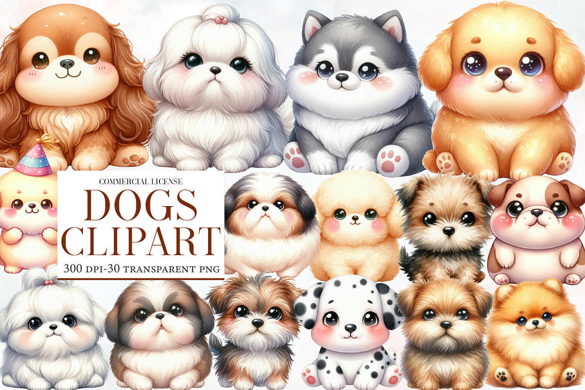 Watercolor Dogs Clipart, an Illustration by Designworld (Photo 1 of 5)