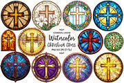 Christian Cross Stained Glass Clipar, an Illustration by OK Design (Thumbnail 1 of 5)