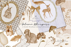 autumn woodland clipart collection, a Decorative Illustration by Patishop Art