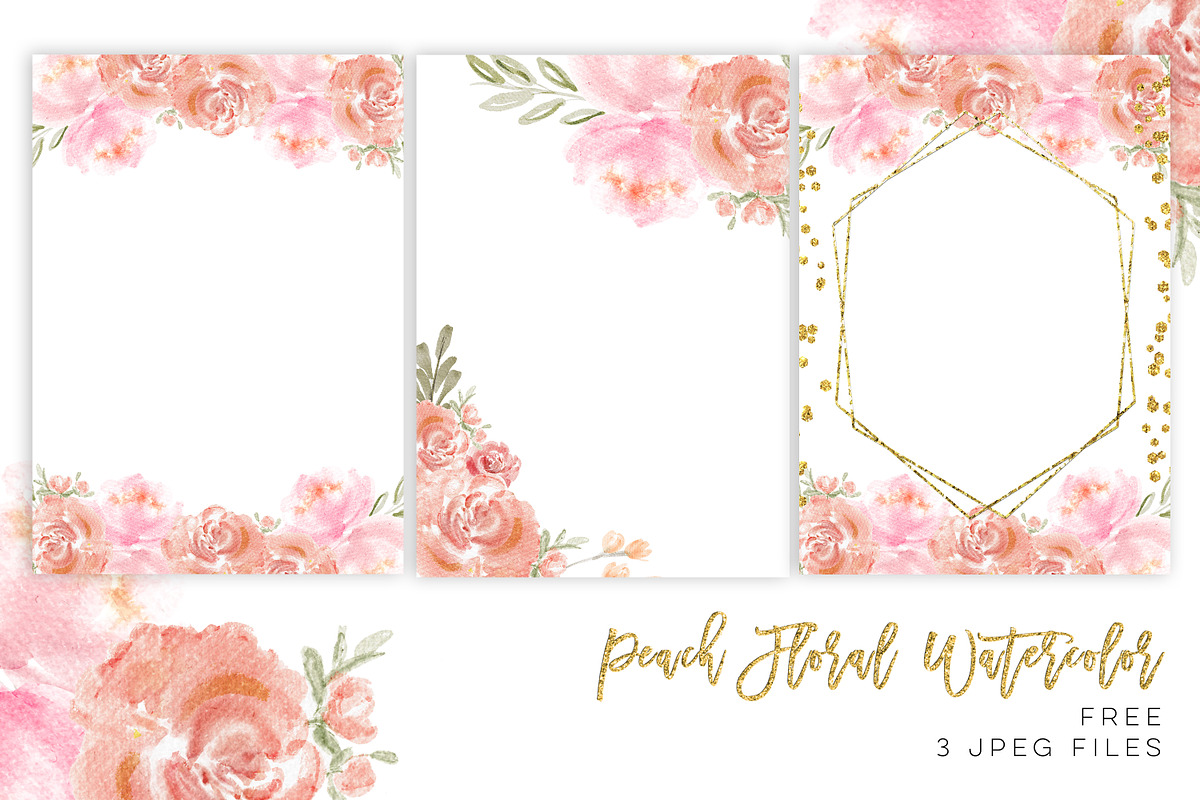 peach floral watercolor clip art, an Illustration by Sunflower Day Love (Photo 3 of 4)