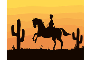 Desert With Cowboy