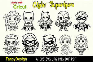 Chibi Superhero Vector Bundle, a Person Illustration by FancyDesignStudio