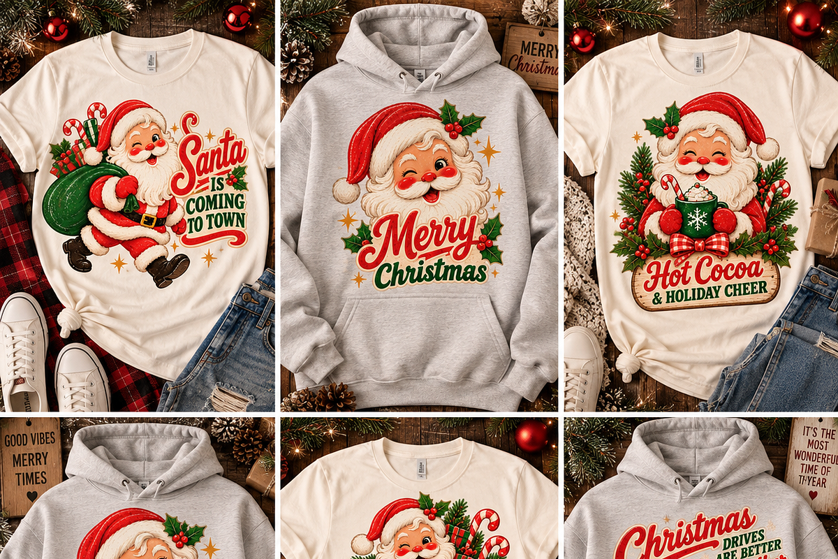 Santa Christmas PNG Bundle 12 pics, a Decorative Illustration by ElDesignState (Photo 1 of 15)