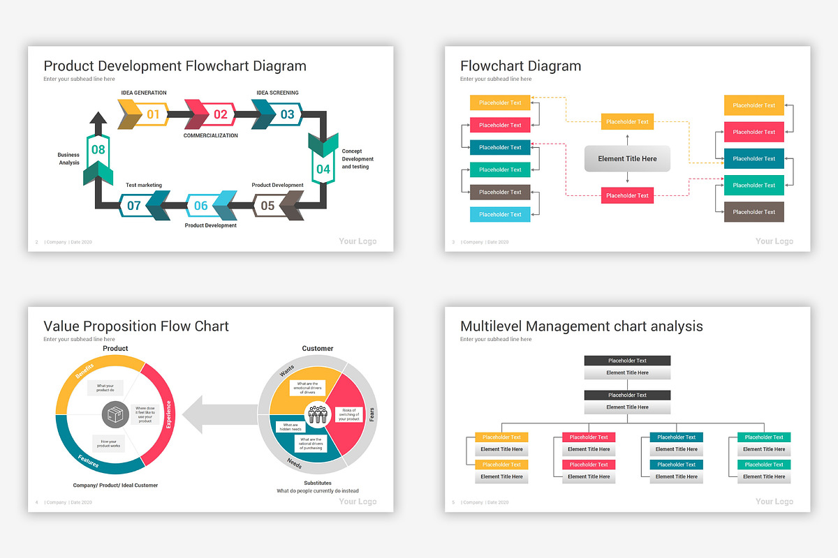 Flowchart PowerPoint Diagrams, a Presentation Template by SlideOne