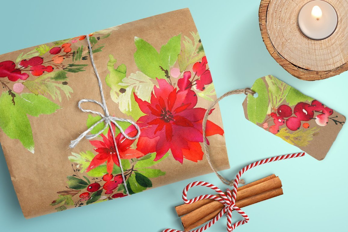 4-in-1 Watercolor Christmas Set, a Card Template by Karma (Photo 3 of 34)