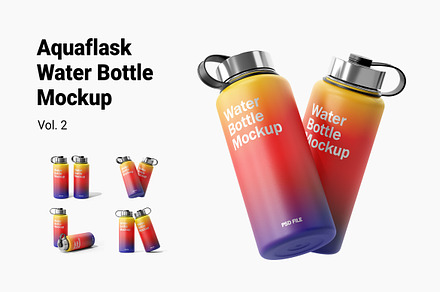 Aquaflask Water Bottle Mockup Vol.2, an Advertising Mockup by Akebareee