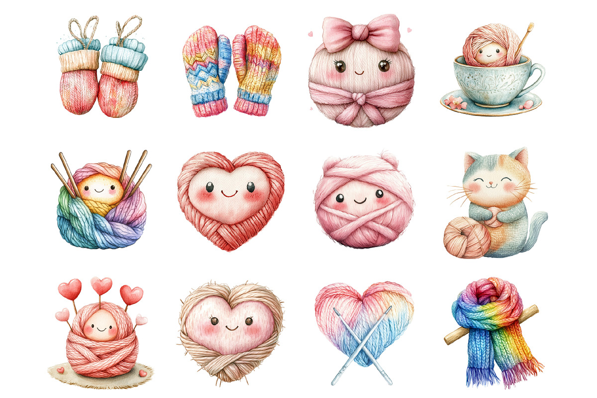 Kawaii Knitting, an Illustration by Design Market (Photo 4 of 4)