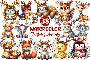 Christmas Animal Sublimation Clipart, an Illustration by Dream Creation