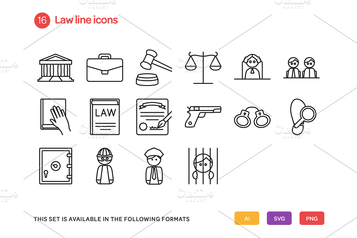 Law Line Icons Set preview 2