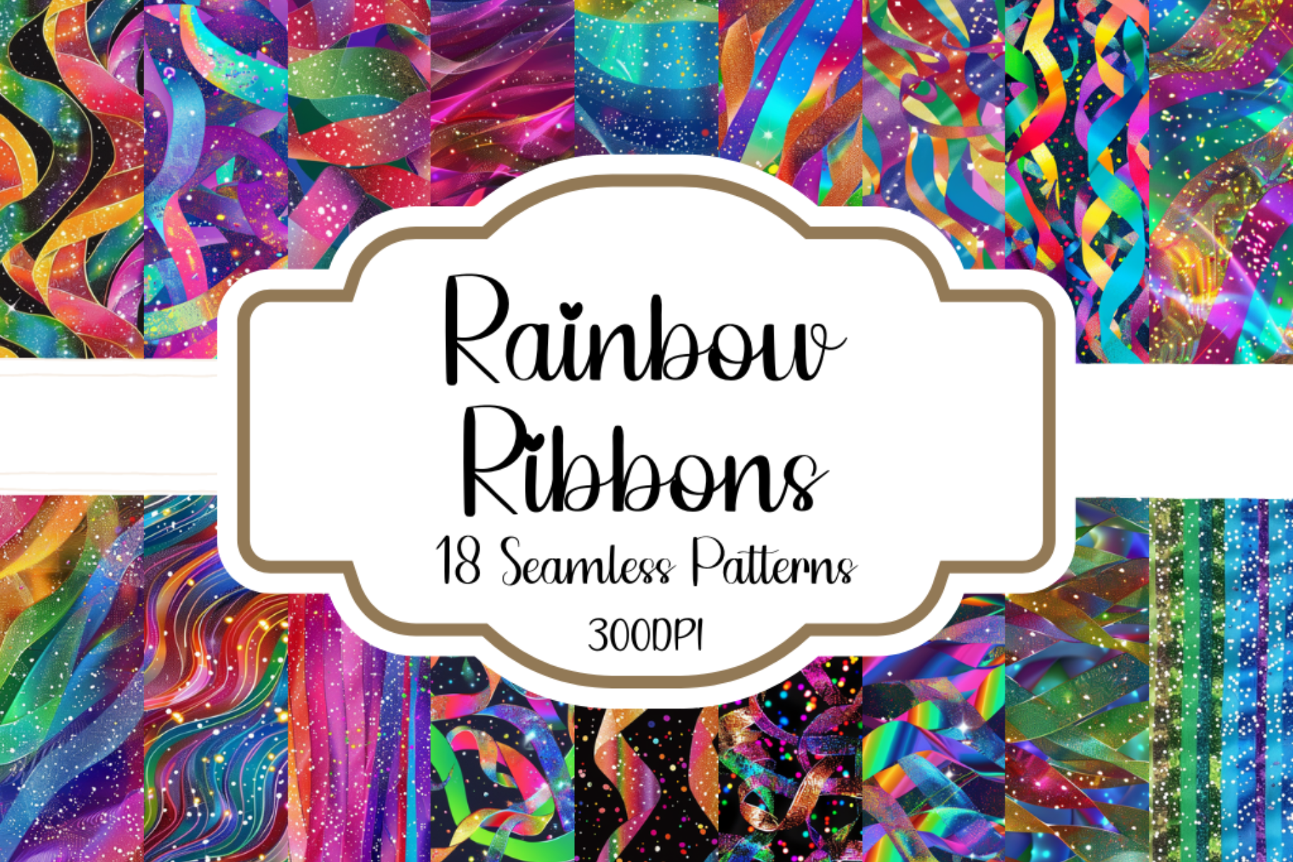 Rainbow Ribbons Seamless Patterns