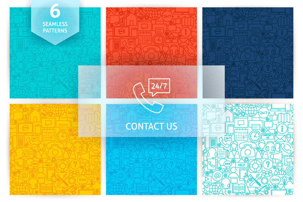 Contact Us Line Seamless Patterns | Graphic Patterns ~ Creative Market