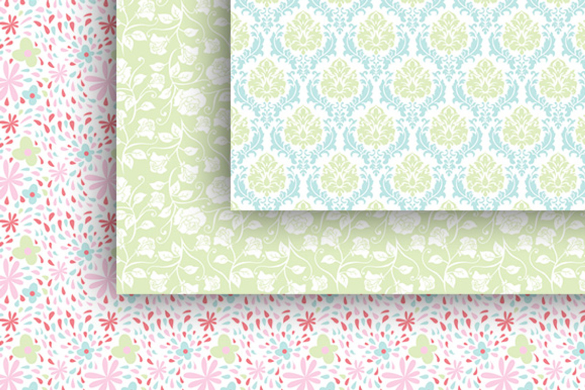 Spring flower Digital Papers Pack preview 2