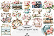 Watercolor Victorian Decor Clipart, an Illustration by Design Market (Thumbnail 1 of 4)