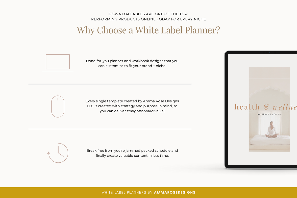 White Label Wellness Planner, a Stationery Template by ammarosedesignsllc (Photo 2 of 10)