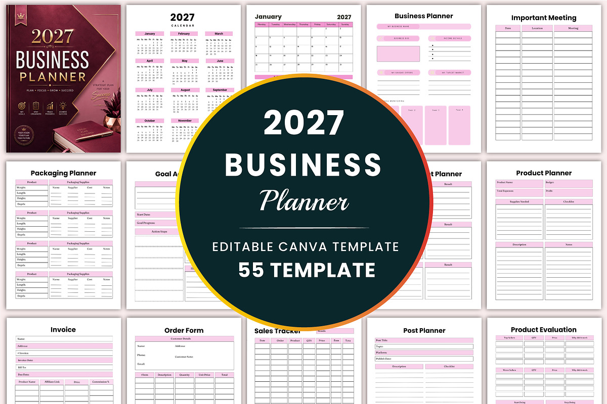 Editable 2027 Business Planner, a Stationery Template by Shumaya (Photo 1 of 6)