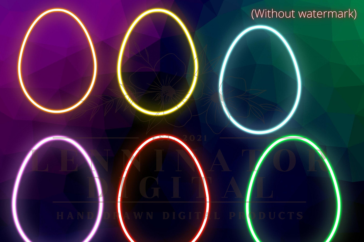 Neon Easter Spring Clipart PNG, a Seasonal Illustration by Lenninator Digital (Photo 3 of 7)