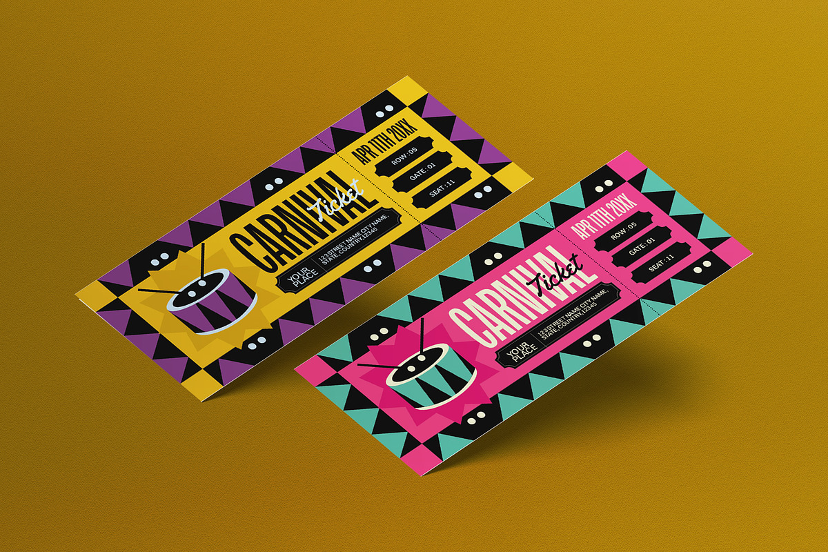 Black Quirky Carnival Ticket, a Card Template by graphicook (Photo 1 of 3)