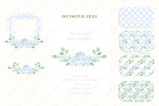 Blue Hydrangea Watercolor Crest, an Illustration by LABFcreations (Thumbnail 2 of 4)