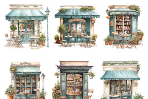 Watercolor French Cafe Clipart