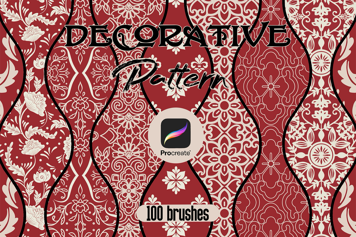 Ornamental pattern brushes Procreate, a Brush Add-On by TheWhiteCatLab (Photo 1 of 5)