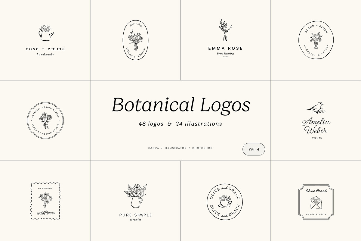 Botanical logos Vol. 4, a Branding & Logo Template by Crocus Paperi (Photo 1 of 16)