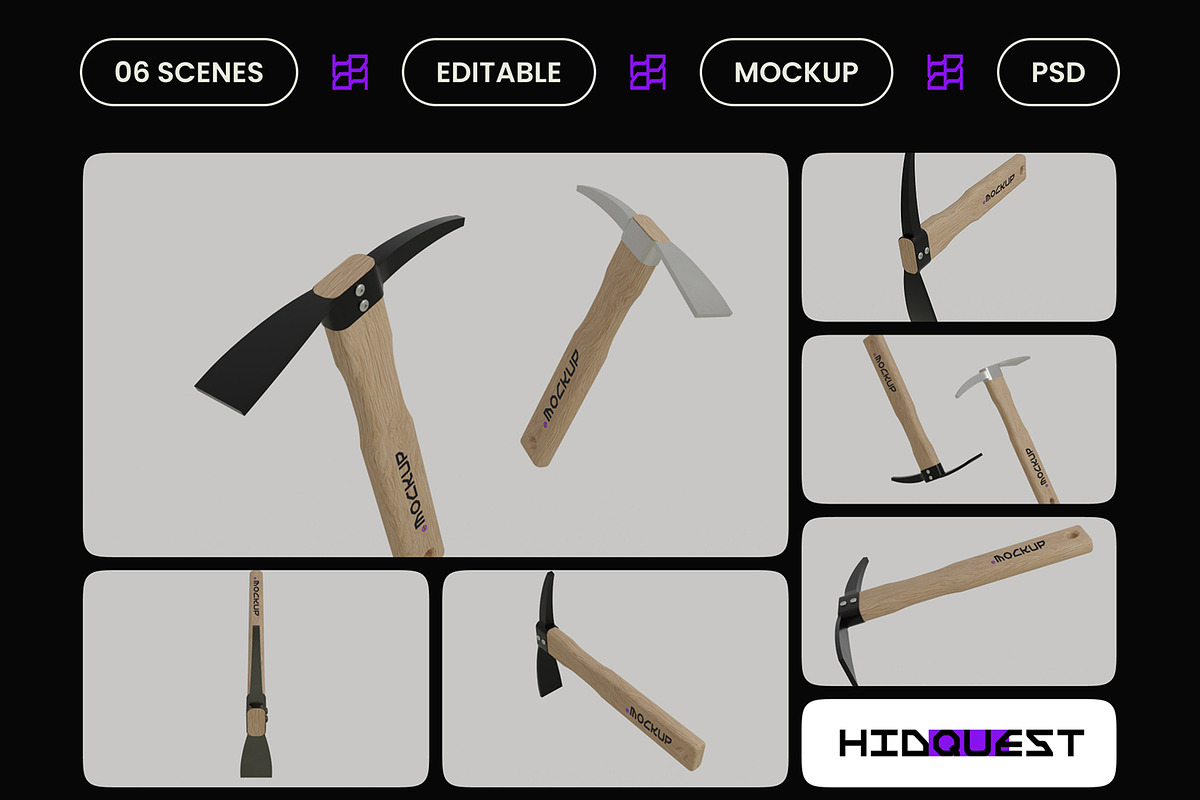 Mattock Pickaxe Mockup, a Household Mockup by hiddemaru (Photo 2 of 4)