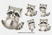 15 Bundle Watercolor Cute Raccoon, an Animal Illustration by Morspective (Thumbnail 5 of 8)
