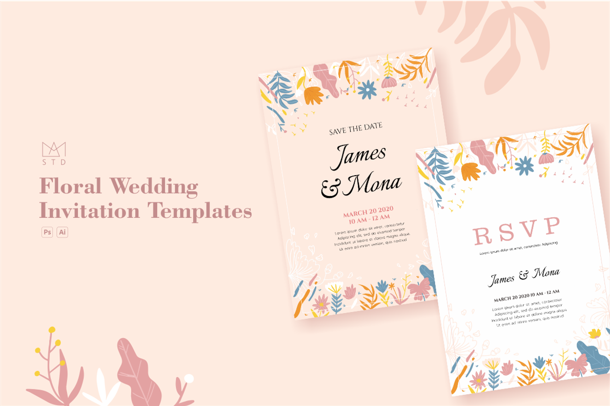 Floral Wedding Invitation Template V, a Flyer Template by AM studio (Photo 1 of 2)