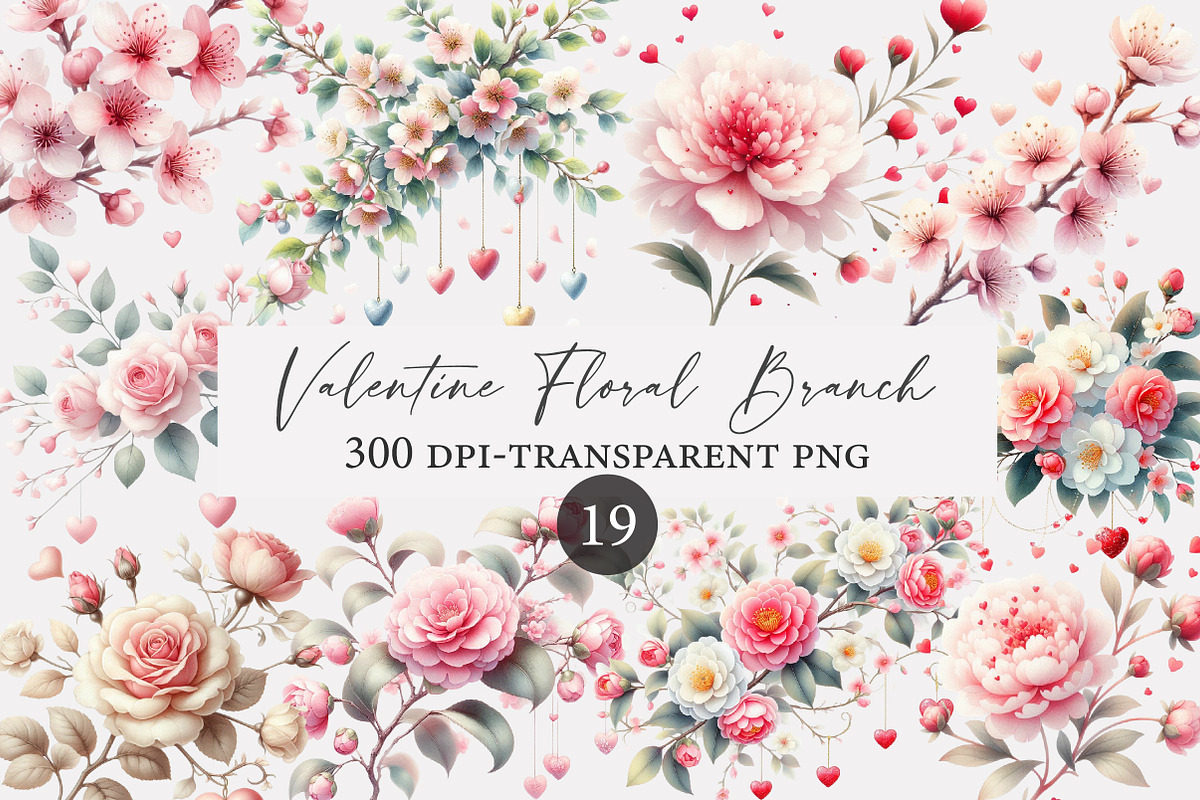 Valentine Watercolor Floral Branch, an Illustration by Designworld (Photo 1 of 5)