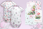 FLAMINGO & FLOWERS  tropical set, a Decorative Illustration by LenArt (Thumbnail 17 of 18)