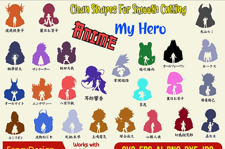 25 My Hero Anime Silhouette Bundle, an Object Graphic by FancyDesignStudio