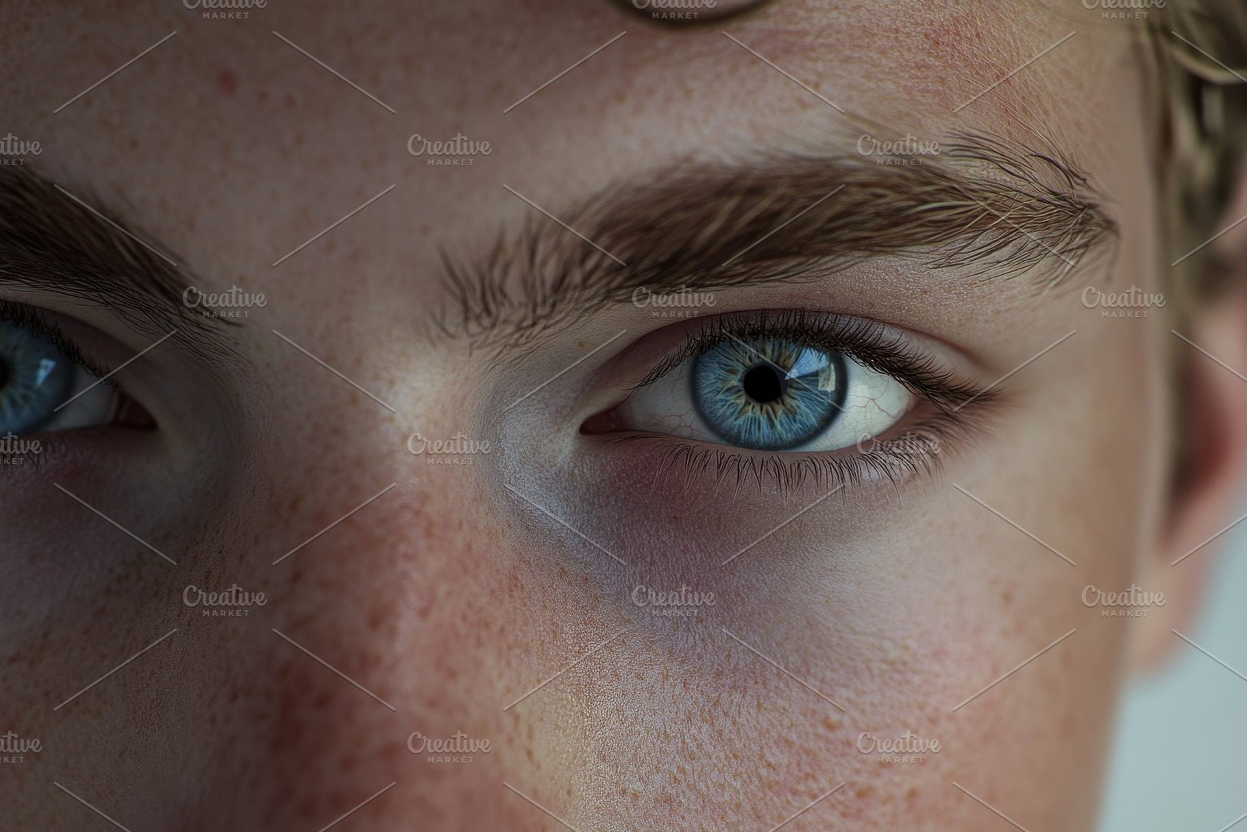 Serene portrait of blue eyed beauty, a Photo by Pavel_design