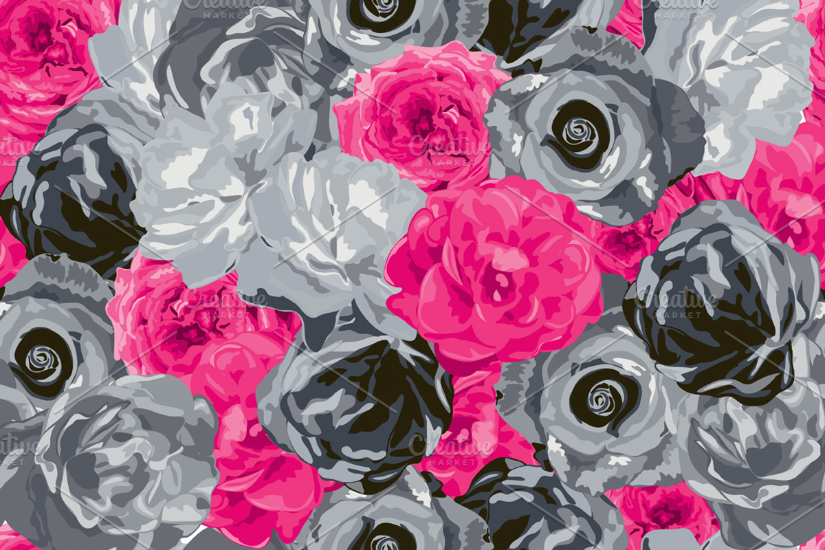 2 Roses Seamless Patterns, a Pattern Graphic by Sunset&Sea Design