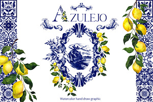 Azulejo. Watercolor Graphic, an Object Illustration by ma_i_vi