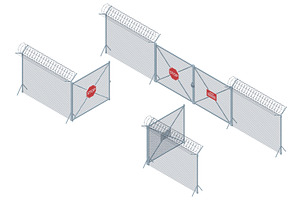 Isometric wire fence with barbed, an Illustration by Golden Sikorka