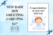 New Baby Boy Greeting Card Printable, a Card Template by Pixels N Bows (Thumbnail 1 of 3)