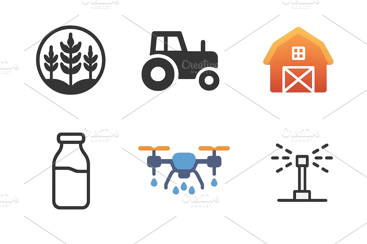 Farming icons illustrating modern, an Animal Illustration by ZinetroN
