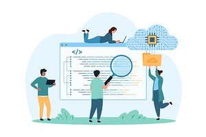 Coding digital cloud platform, a Person Illustration by Flashvector
