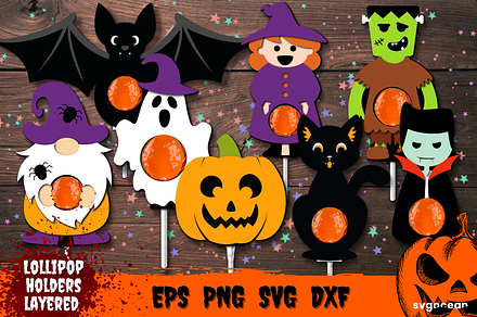Halloween Lollipop Holders, an Illustration by svgocean