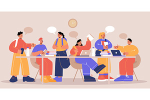 Students with books and laptops, an Education Illustration by art PVP - market