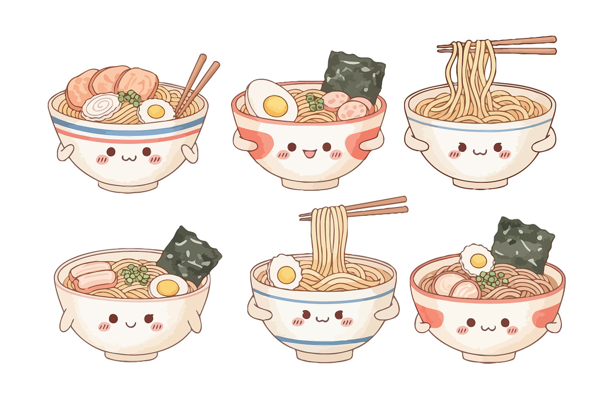 Kawaii Ramen Characters. Clipart, a Food Illustration by OtpirusGraphic (Photo 3 of 4)