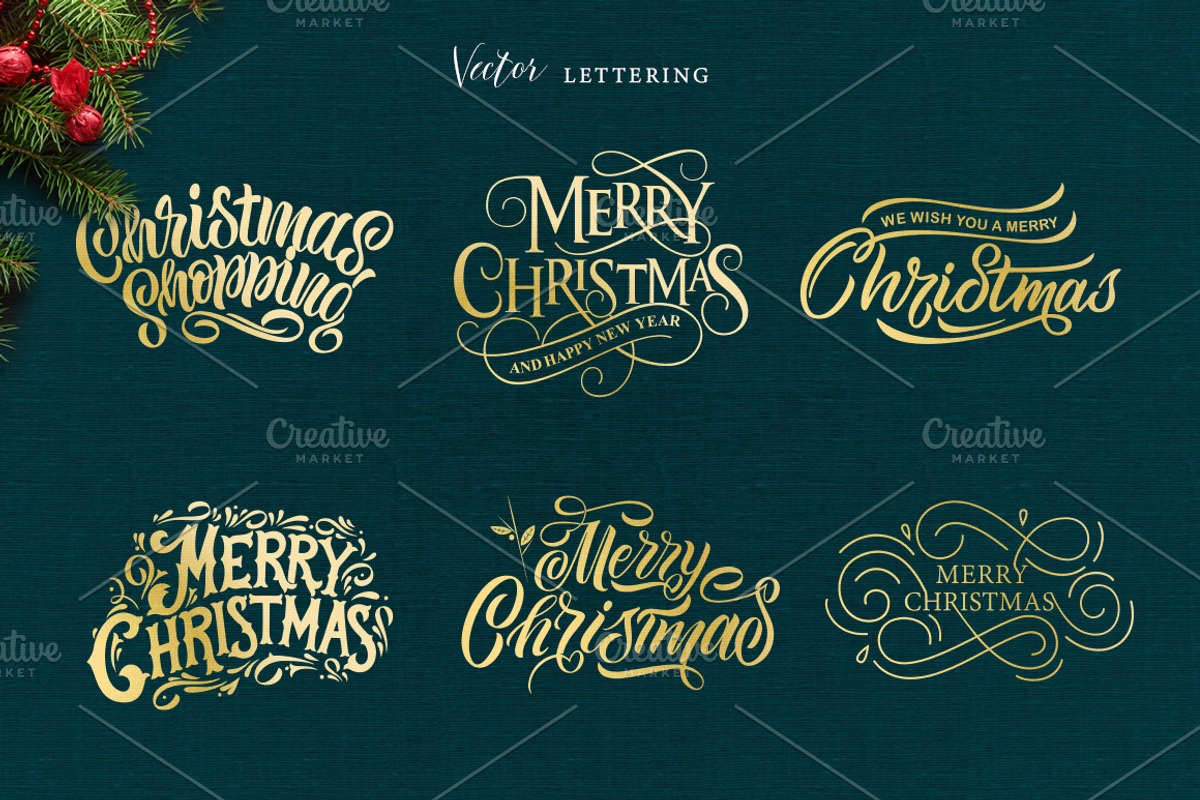 Merry Christmas watercolor set, a Poster Template by Anna's Lettering (Photo 8 of 18)