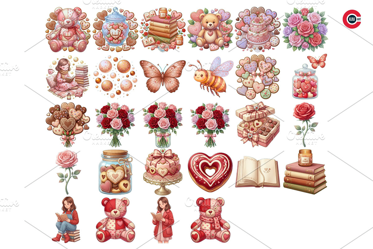 Cozy Valentine Romantic Clipart, an Object Illustration by C-Kav (Photo 14 of 14)