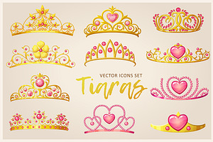 Princess tiaras vector set