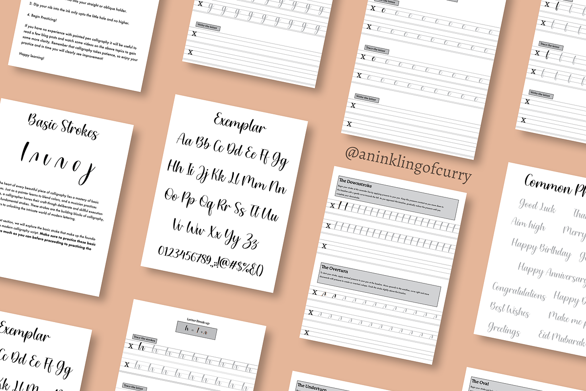 Modern Calligraphy Workbook, a Print Template by An Inkling Of Curry (Photo 2 of 11)