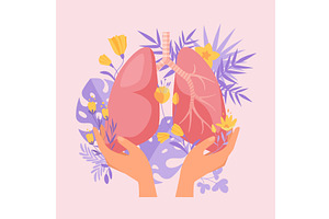 Lung health support care, an Object Illustration by Lemberg Vector