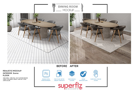 Floor&Rug Mockup Dining Scene SM228